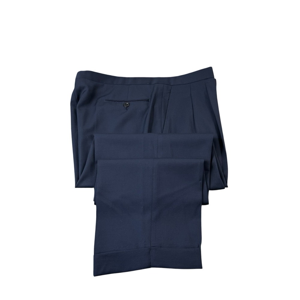 Brioni Cannes Navy Blue Super 120s Wool Men's Pleated Trouser Size 38x31